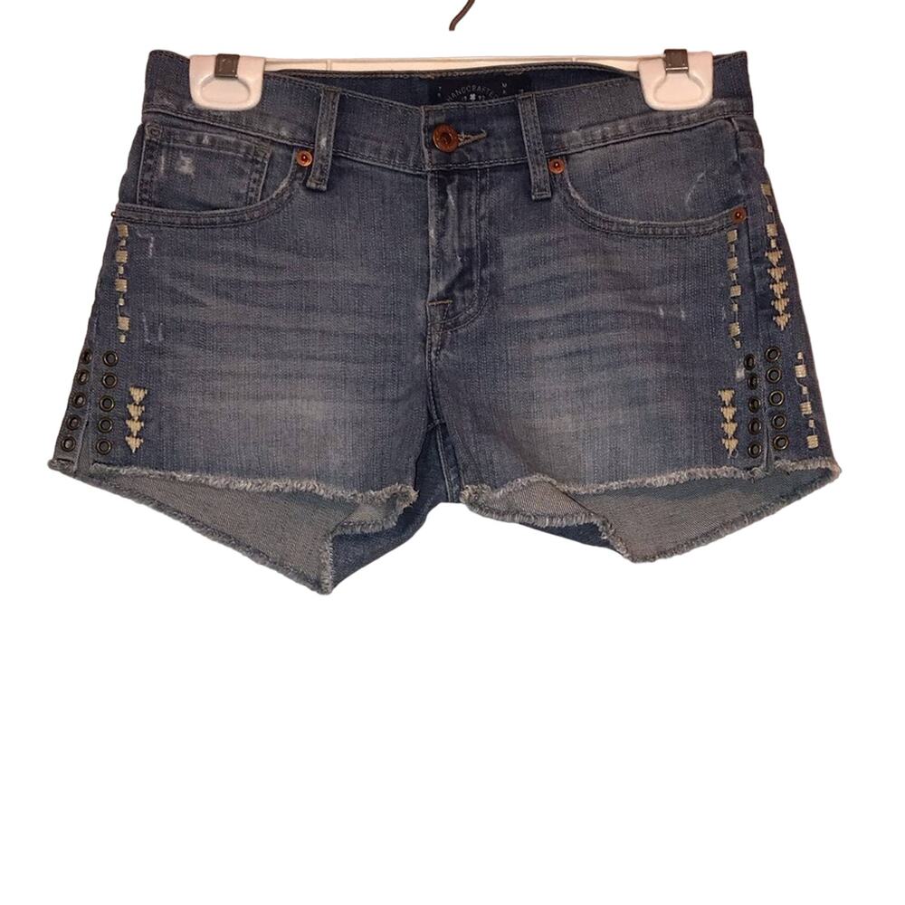Lucky Brand Malibu Denim Shorts 00 Studded Tribal Boho Cutoff Festival